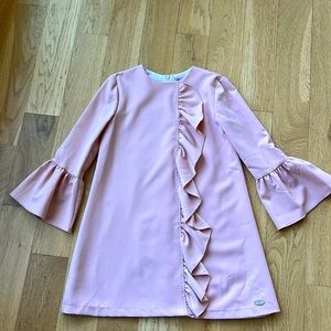 Girl’s Ruffled long sleeve dress. Pink. Size 10 (Spain). Excellent condition!